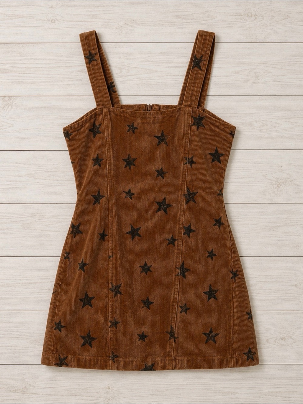 Altar’d State Brown Corduroy Star Print Pinafore Overall Mini Dress Size S